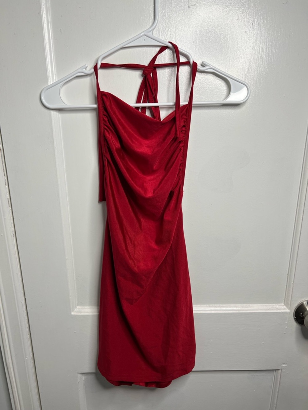 Red Cowl Neck Slip Dress - Women's